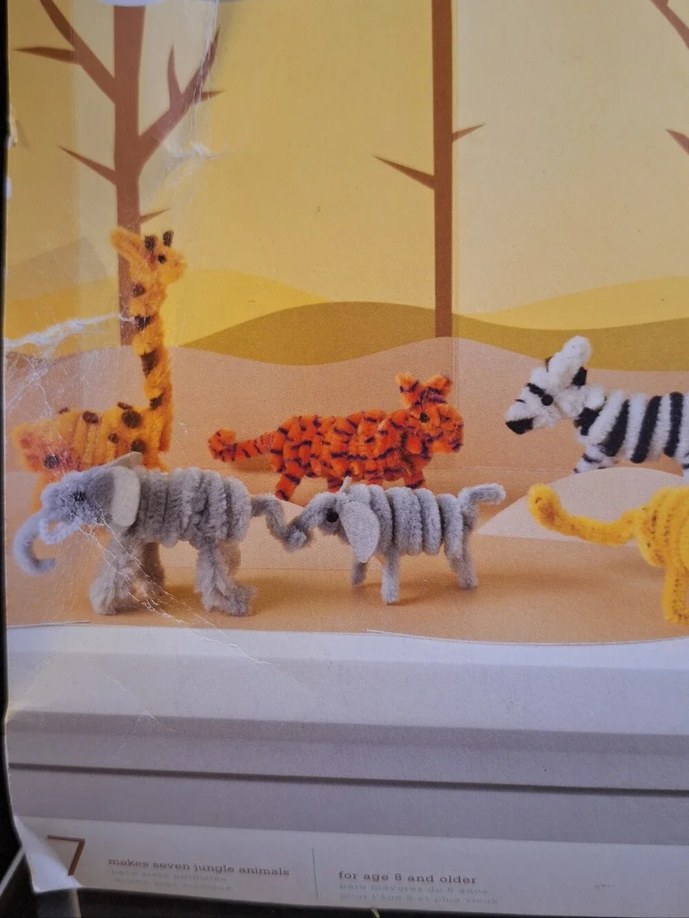 Martha Stewart Create Pipe Cleaner Jungle Kit With Diorama 7 Animals Zebra Lion